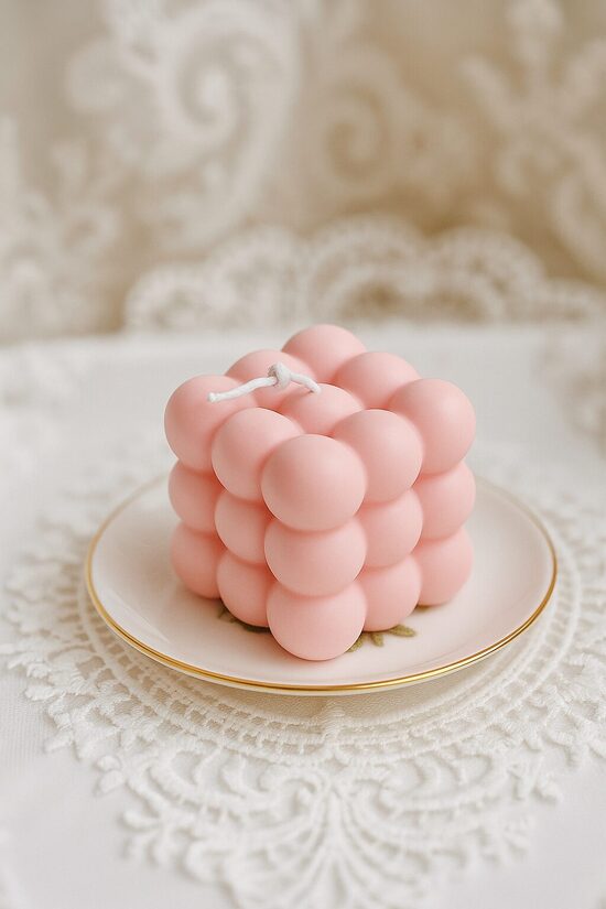 Sojas vaska svece "Bubble", rozā